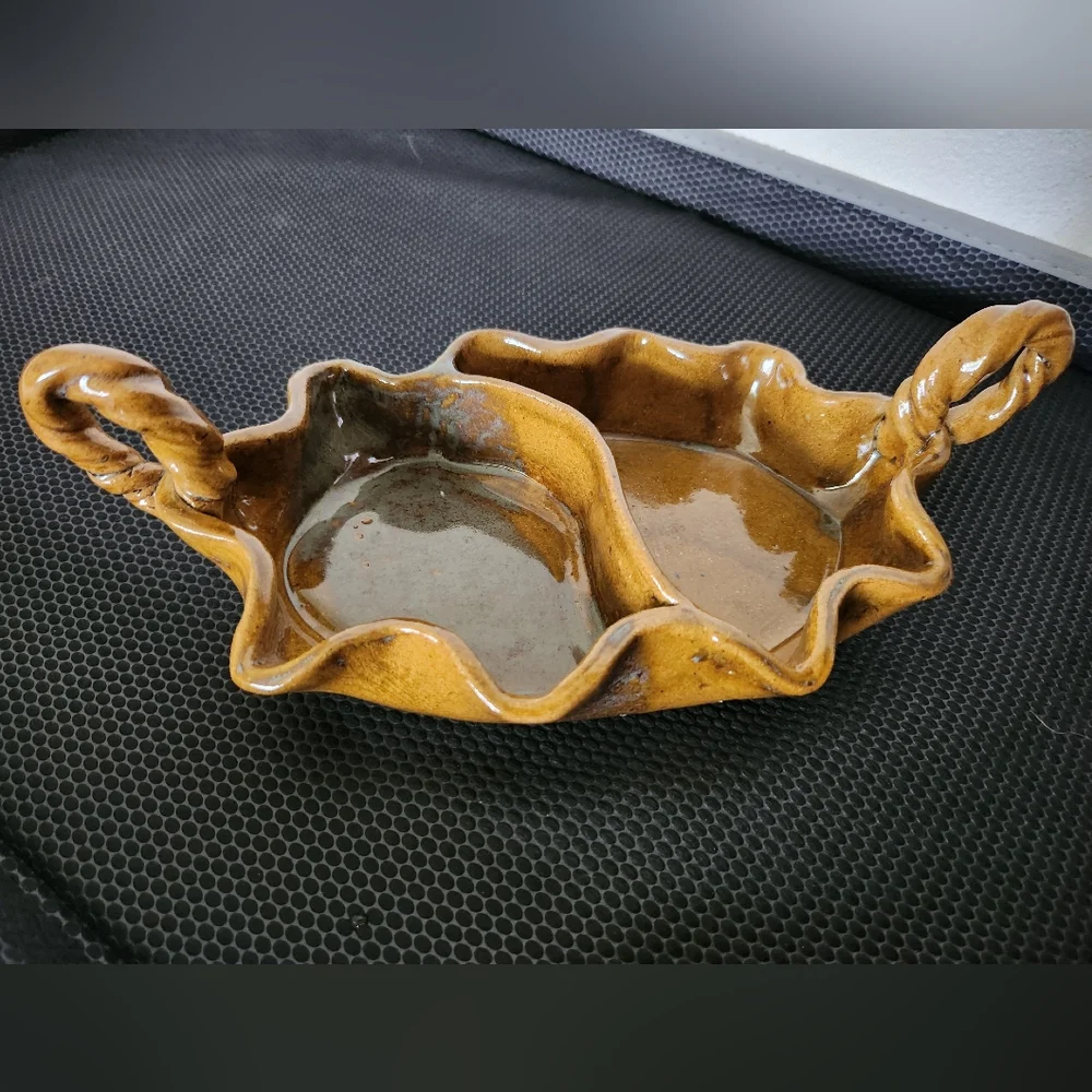 Divided Dish Handmade Clay Glazed